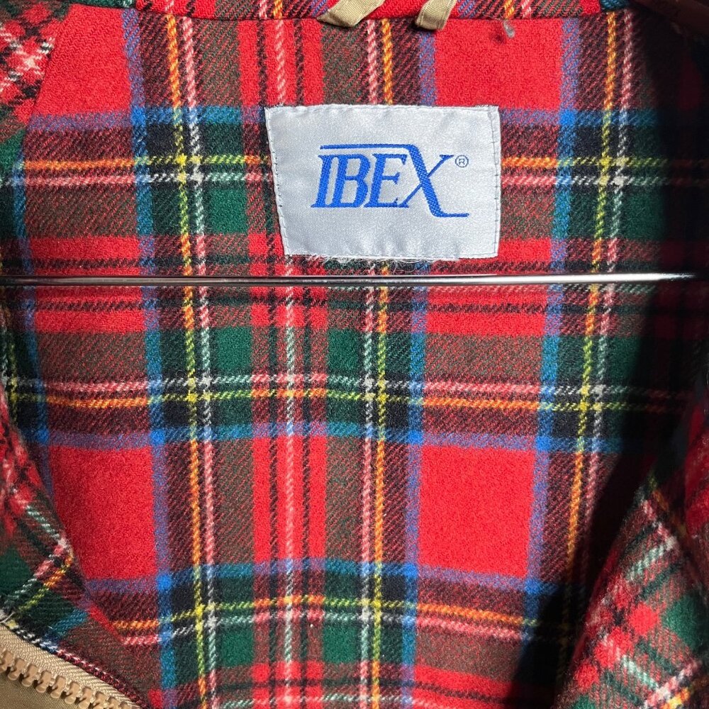 ibex Jacket Hoodie Beige Cotton Nylon Lining Zip Around Pockets Adjustable Plaid - Picture 9 of 9